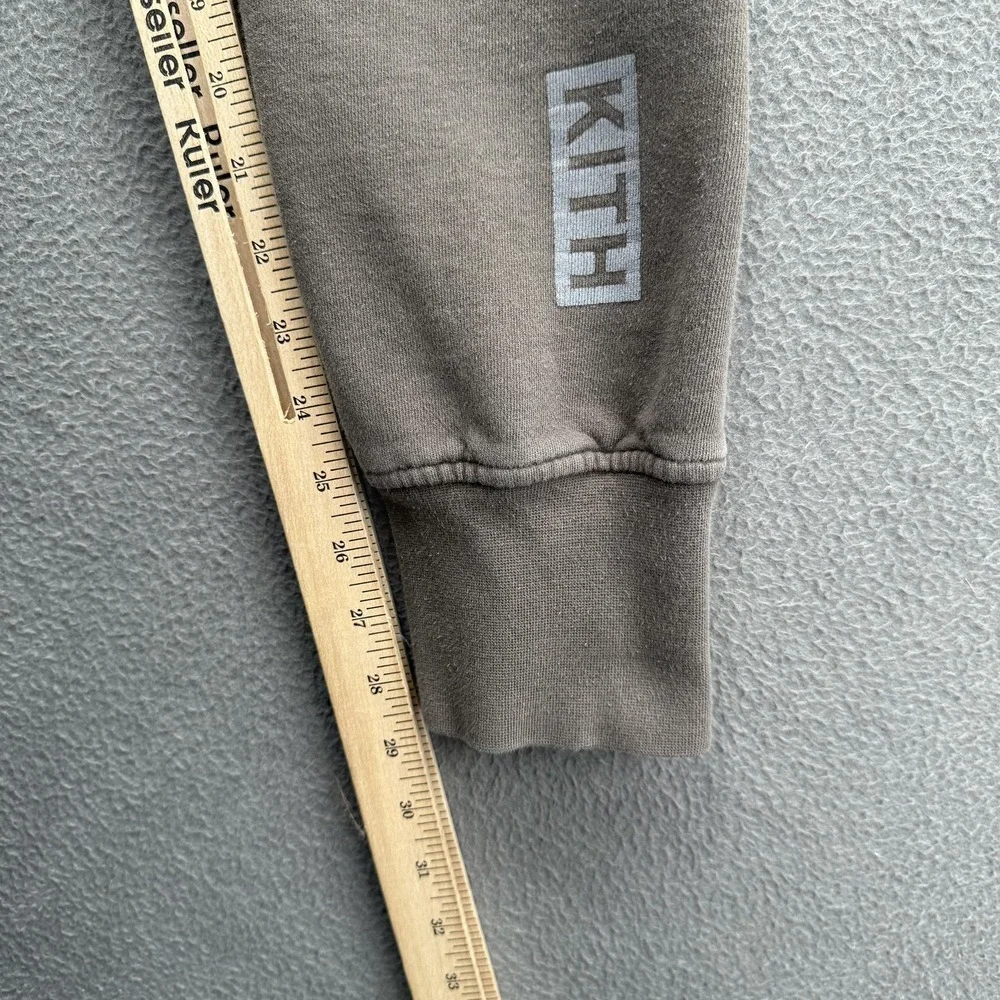 Kith Sweatpants Mens Medium Brown Fleece Joggers Zip Pockets Elastic Logo Cuffed